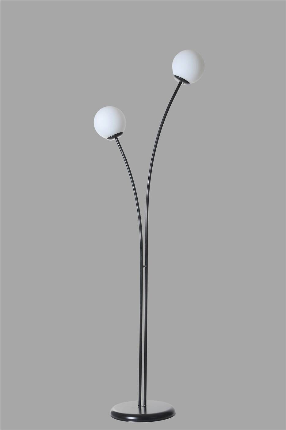 Opviq Stehlampe schwarz weiß Metall Glas B/H/L: ca. 30x165x50 cm E27 1 Brennstellen