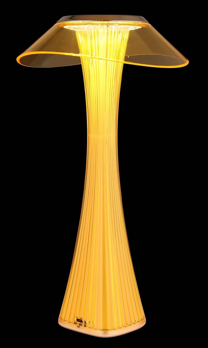 GLOBO Tischleuchte amber weiß Craft Gold Kunststoff Acryl H/D: ca. 27,4x15,1 cm 1 Brennstellen