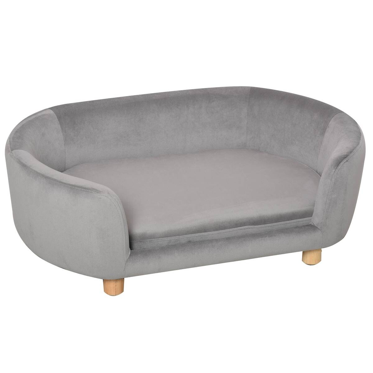 PawHut Haustiersofa hellgrau Birkenholz B/H/L: ca. 55x33x86 cm