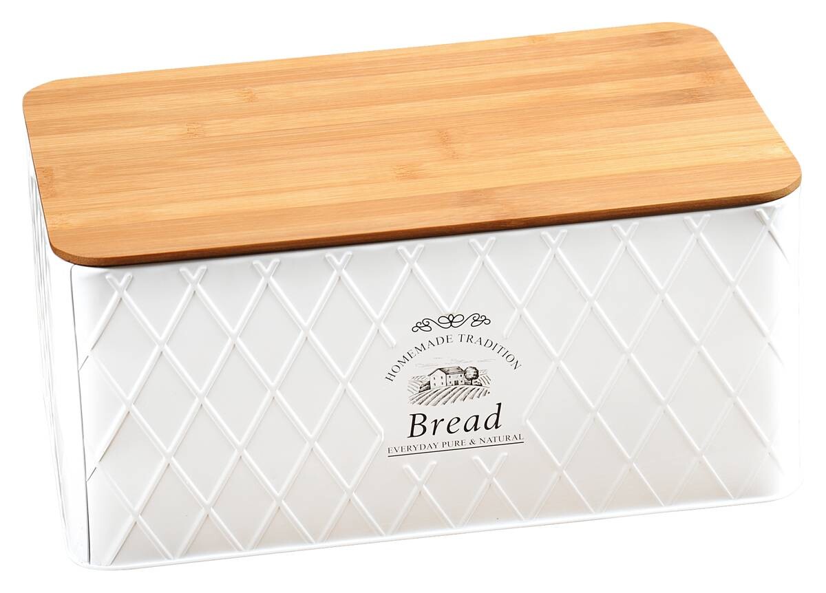 Kesper Brotkasten Landhaus weiß Metall B/H/L: ca. 21x15x32,5 cm