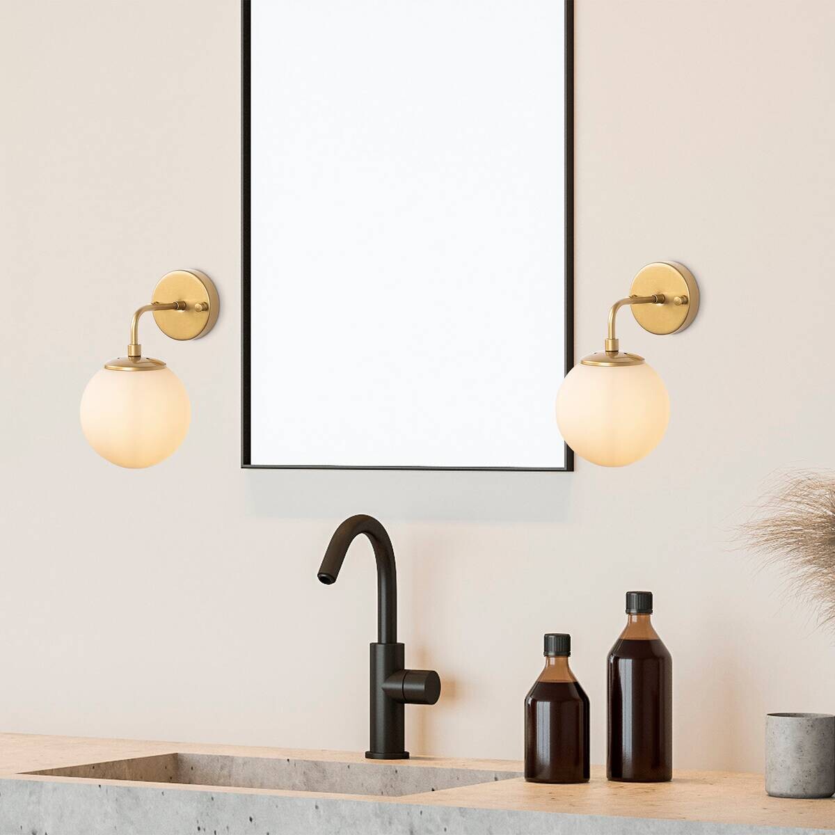 Opviq Wandleuchte Horn gold Metall Glas B/H/T/L/D: ca. 21x27x21x15x15 cm E14 1 Brennstellen