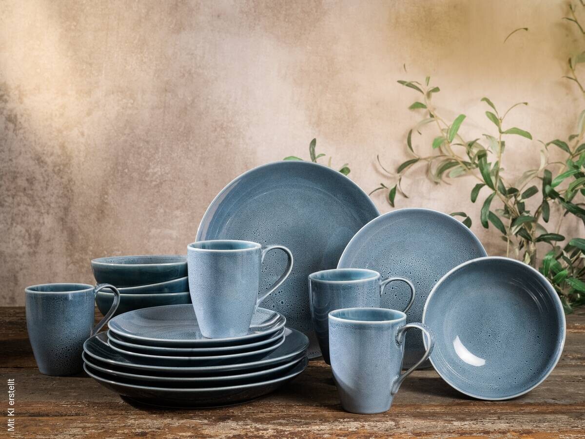 CreaTable Kombiservice Reactive BLUE petrol Keramik