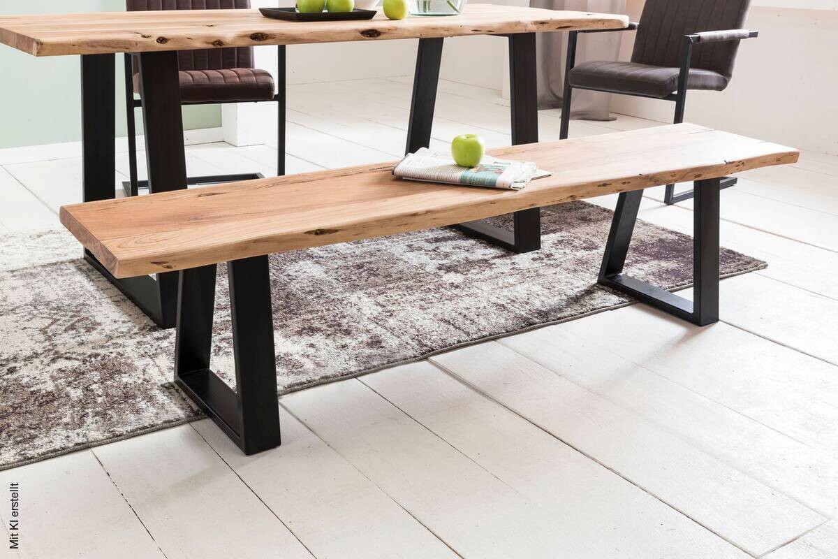 Sitzbank natur schwarz B/H/T: ca. 160x45x40 cm