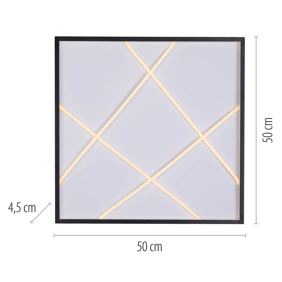 Just Light LED-Deckenleuchte Mikado schwarz B/H/L: ca. 50x5,3x50 cm