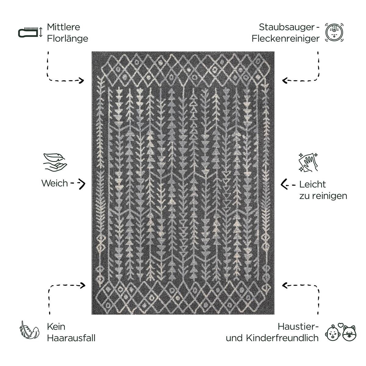 Sanat Teppich anthrazit B/L: ca. 230x160 cm