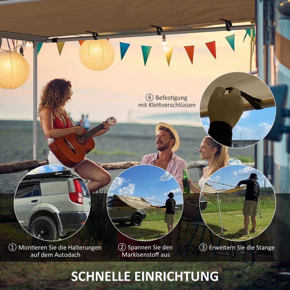 Outsunny Sonnensegel Wohnwagen B/H/L: ca. 250x225x160 cm