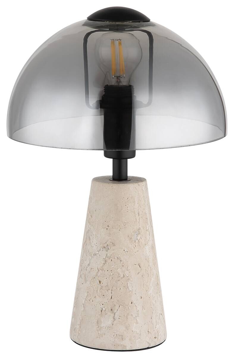 GLOBO Tischleuchte sand schwarz Metall Glas B/H/L: ca. 25x31,5x25 cm E14 1 Brennstellen