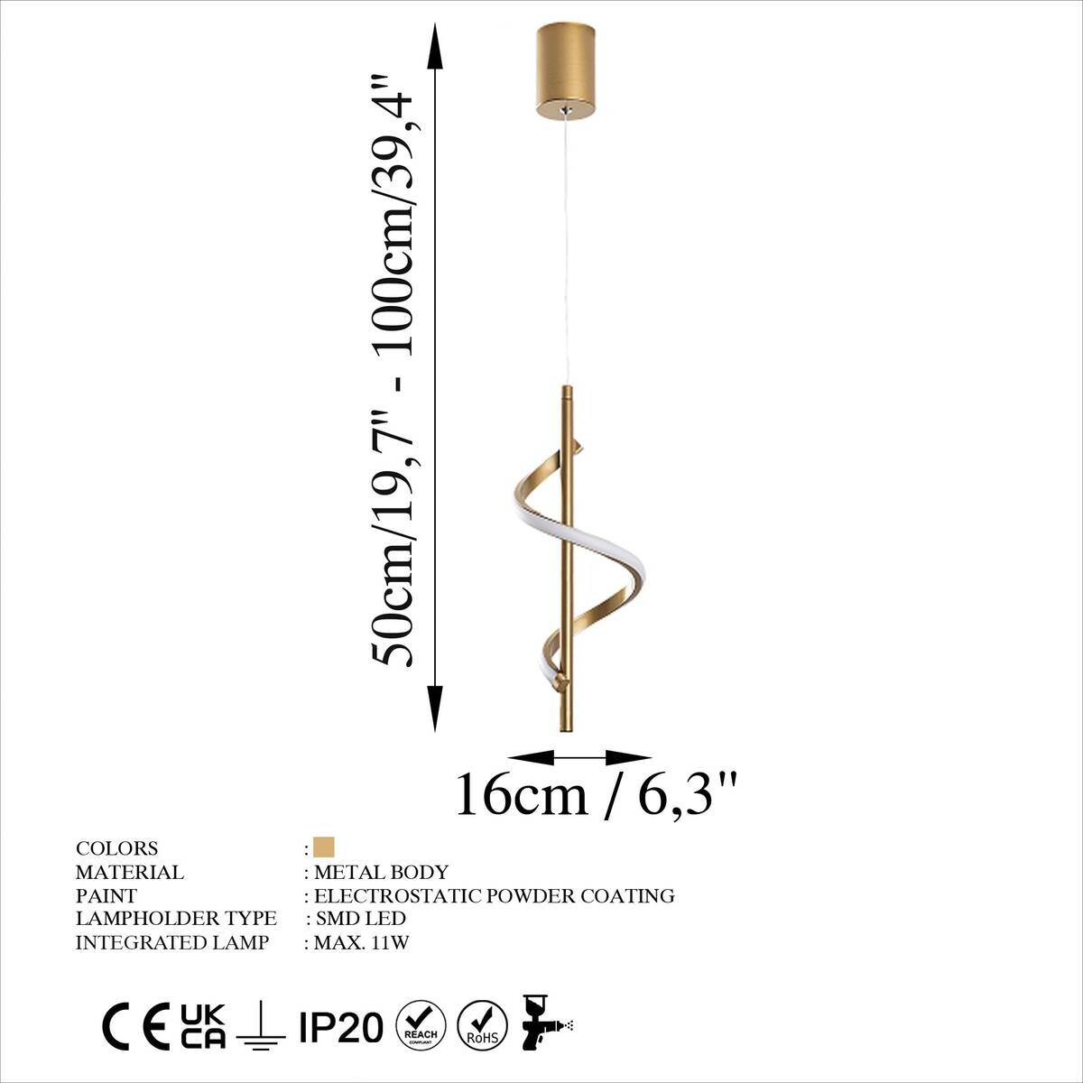 Opviq Pendelleuchte gold Metall B/H/T/L/D: ca. 16x100x16x16x16 cm