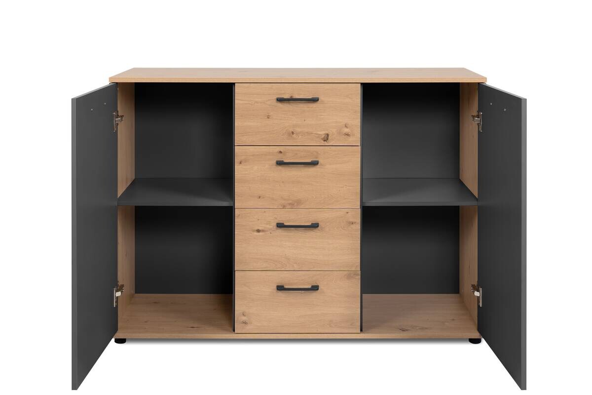 Kommode Kerry 01C Eiche Artisan Nachbildung anthrazit B/H/T: ca. 120x85x35 cm