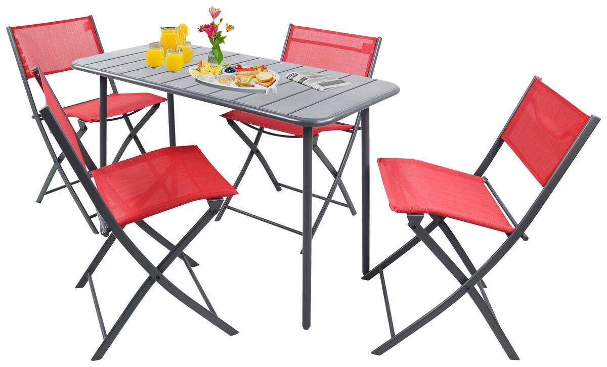 VCM Gartensitzgruppe Sumila rot Stahl B/H/L: ca. 45x79x46 cm