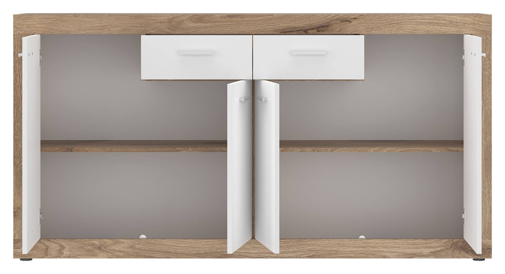 Kommode Focus Eiche Viking Nachbildung weiß glänzend B/H/T: ca. 173,8x90x39 cm