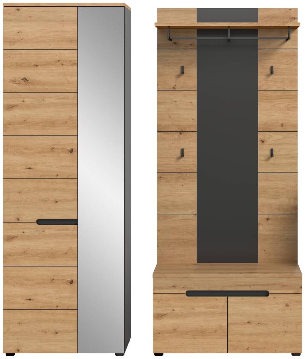 Garderobe Canu basaltgrau Nachbildung Artisan Nachbildung B/H/T: ca. 160x190x37 cm