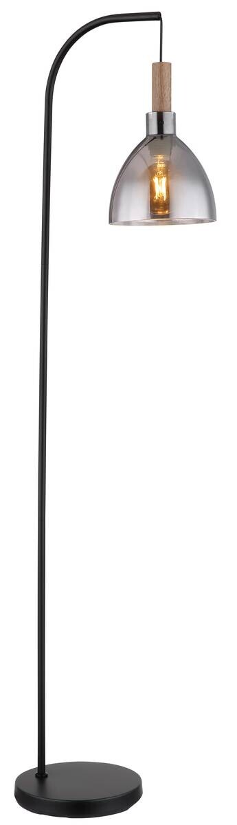 GLOBO Stehleuchte dunkelbraun schwarz MDF Metall B/H/T: ca. 25x150x40 cm E27 1 Brennstellen