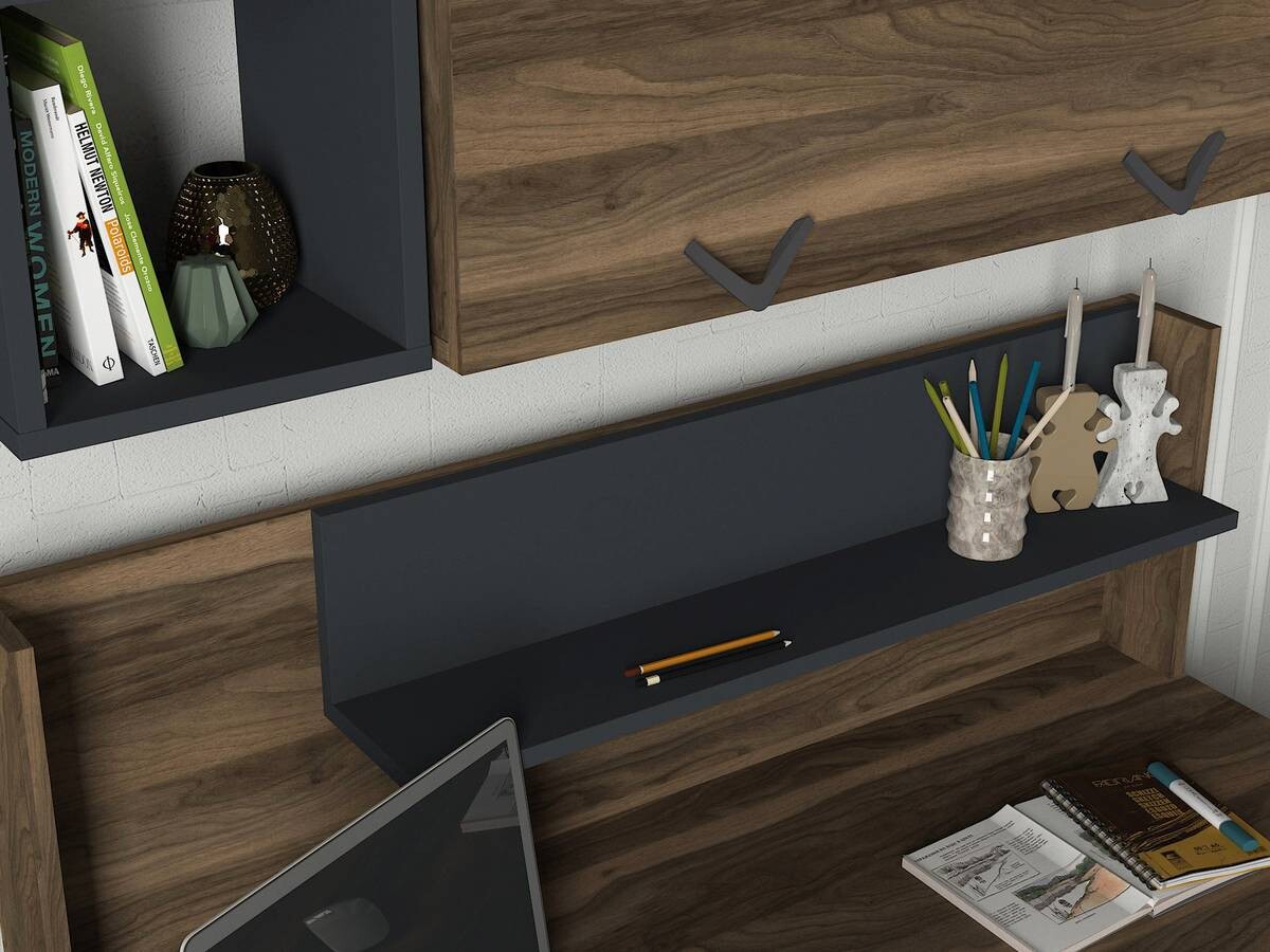 Schreibtisch Bumerang walnuss Nachbildung anthrazit B/H/T: ca. 120x114x60 cm