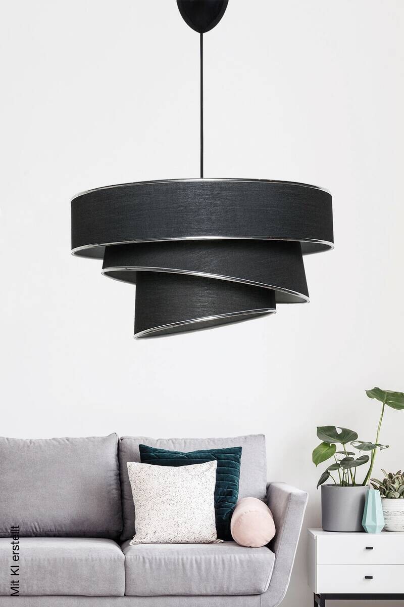 Opviq Pendelleuchte Couper schwarz silber Baumwolle B/H/L: ca. 40x72x40 cm E27 1 Brennstellen
