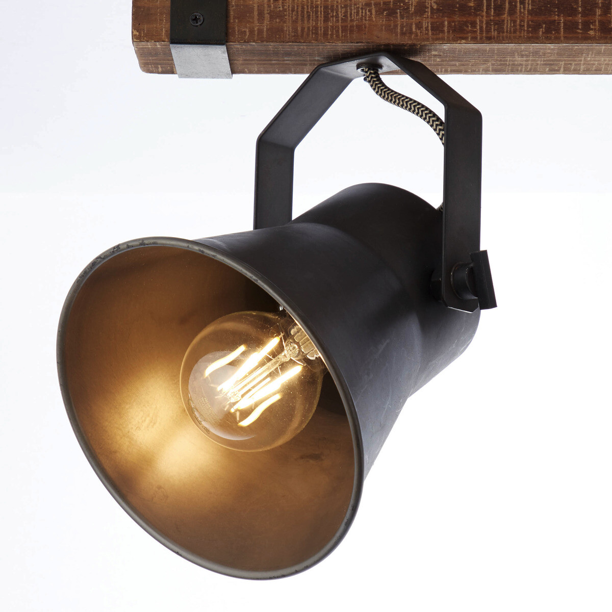 Brilliant Spotbalken Plow schwarz braun Metall Holz B/H/T: ca. 40x24x17 cm E27 2 Brennstellen