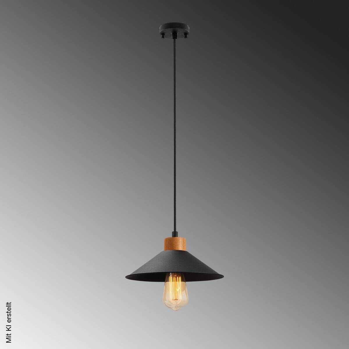 Opviq Pendelleuchte schwarz Holz B/H/T/L: ca. 103x103x24x103 cm E27 1 Brennstellen