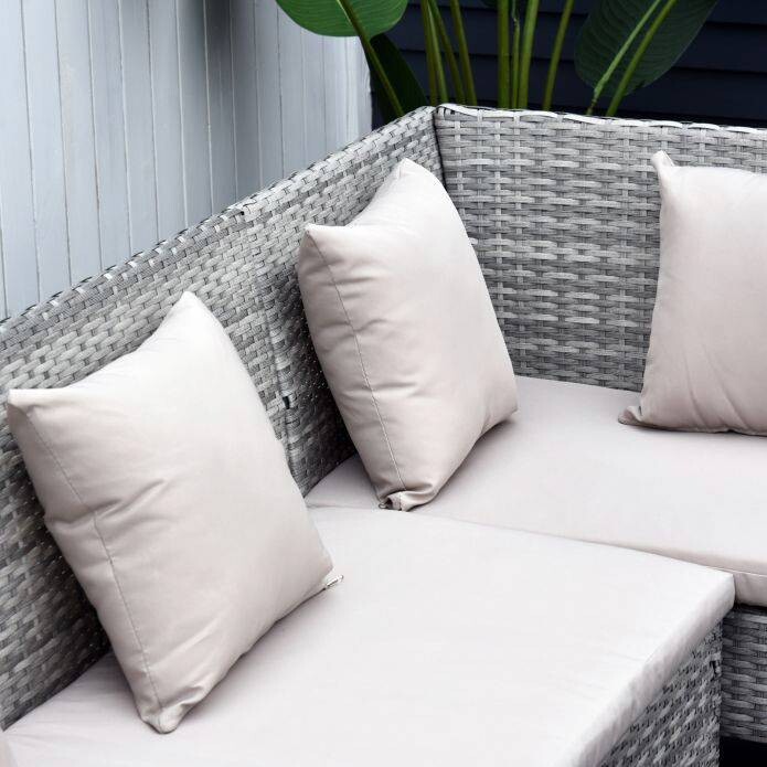 Outsunny Gartensitzgruppe grau Polyrattan B/H/L: ca. 142x75x125 cm
