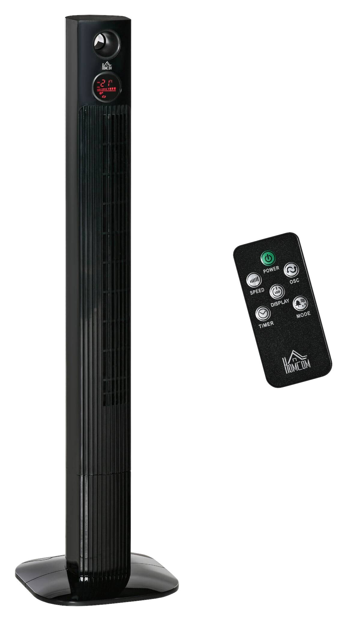 HOMCOM Ventilator schwarz Kunststoff Polypropylen Edelstahl B/H/L: ca. 31,5x31,5x117 cm