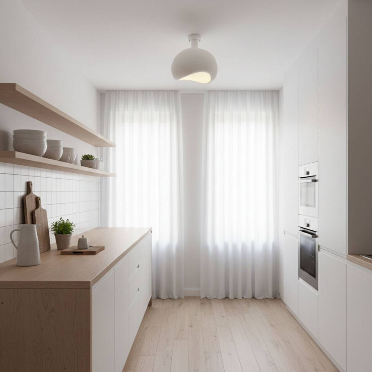 Opviq Deckenleuchte Yontu-15851 weiß Polyester-Mischgewebe Metall B/H/L: ca. 29x33x34 cm E27 1 Brennstellen