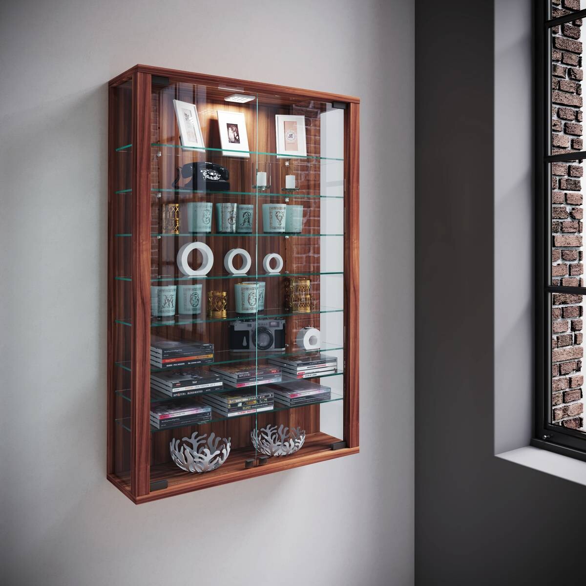 Vitrine Vitrosa Mini nussbaum Nachbildung Holzwerkstoff Glas B/H/T: ca. 59x90x18 cm