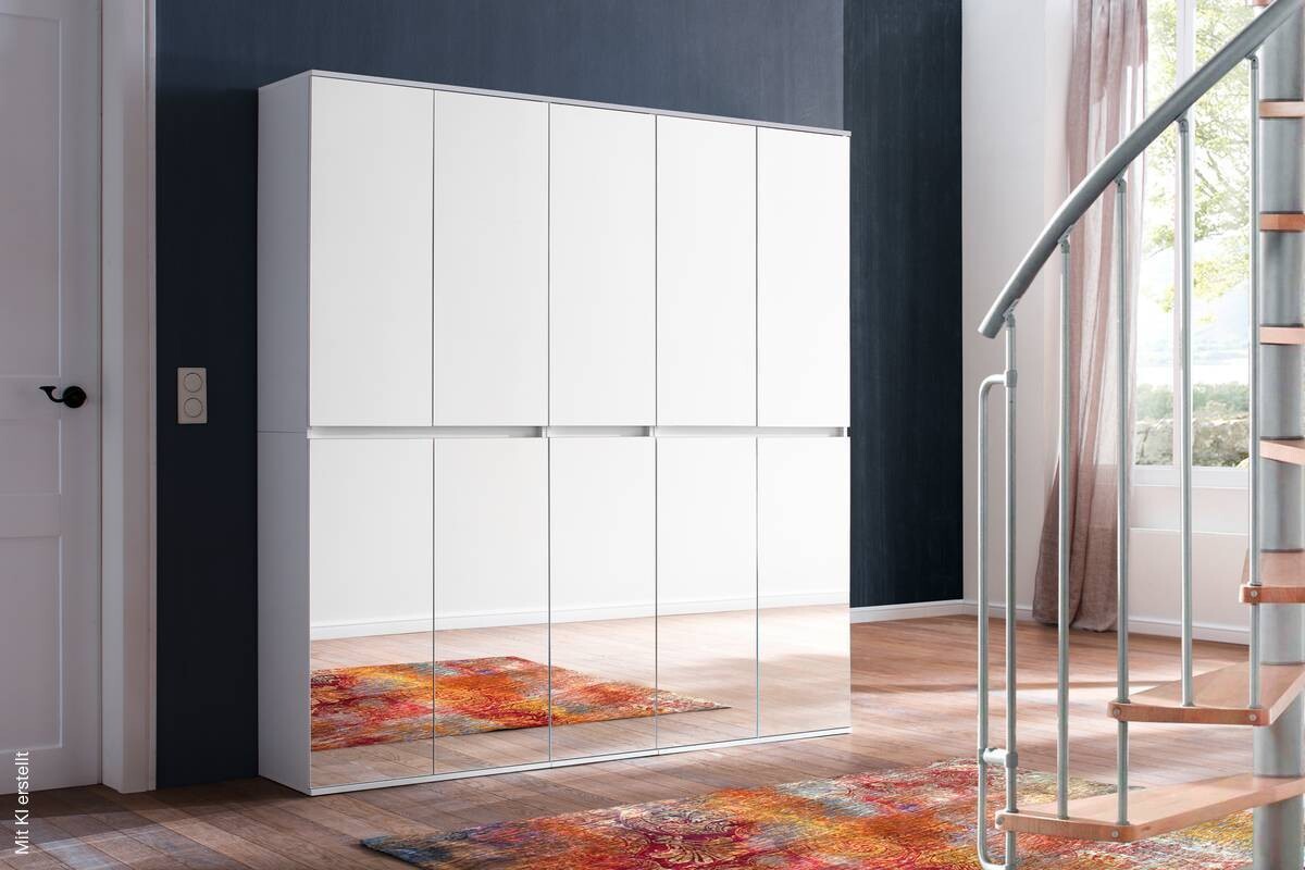 Garderobenschrank Mirror weiß B/H/T: ca. 185x191x34 cm