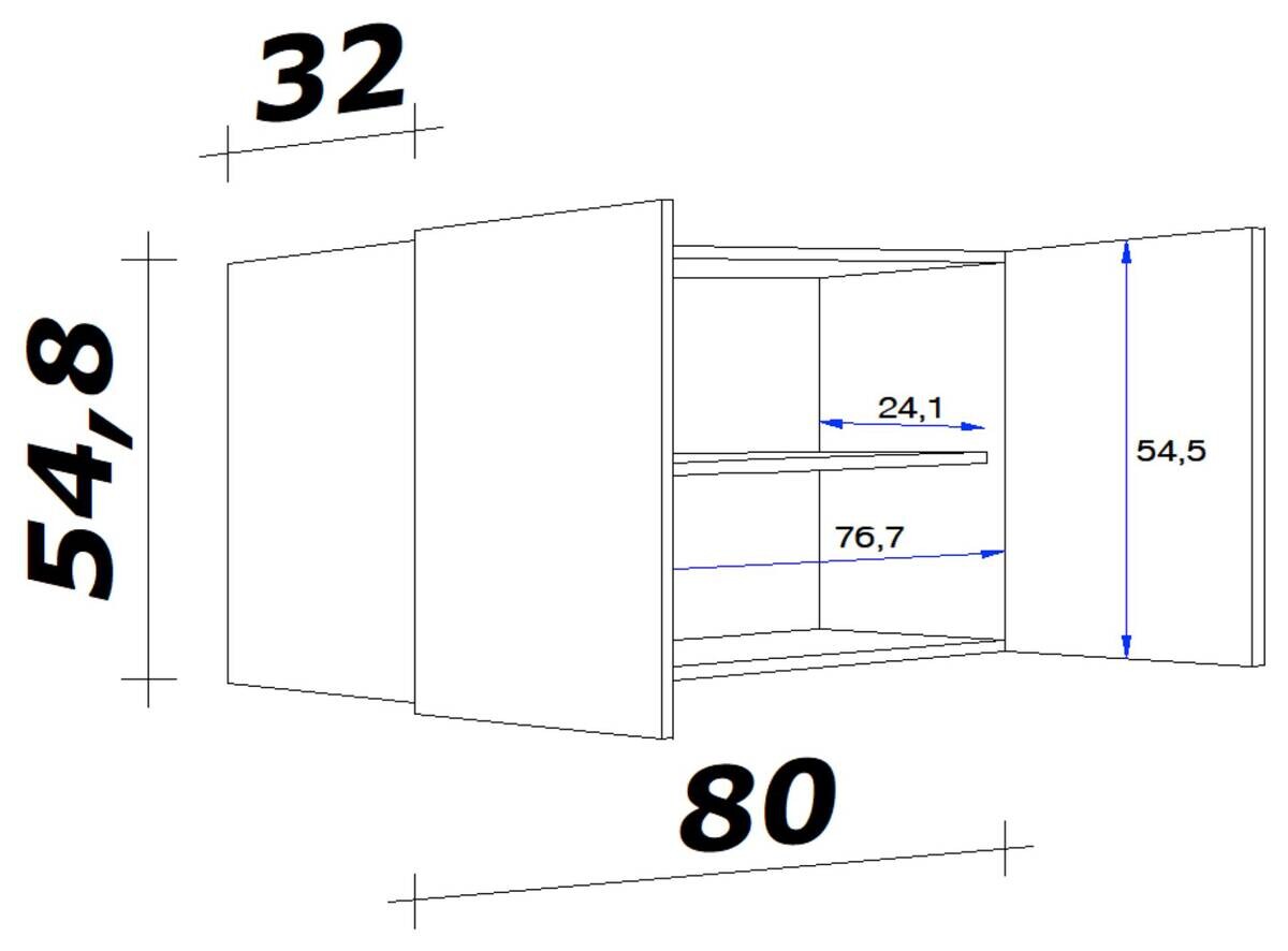 Hängeschrank Morena grau matt B/H/T: ca. 80x54,8x32 cm