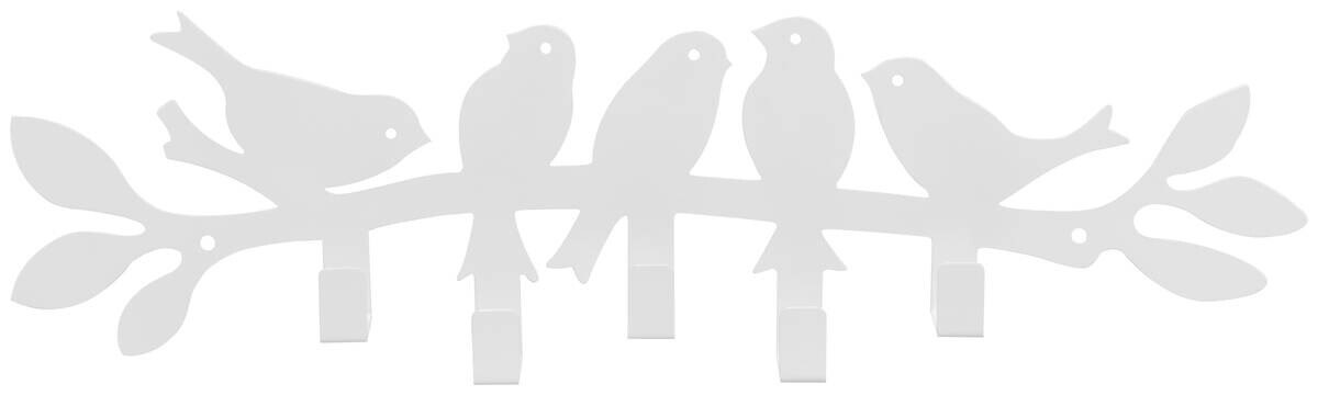 Garderobenleiste Birds weiß Metall B/H/T: ca. 48x14x4 cm