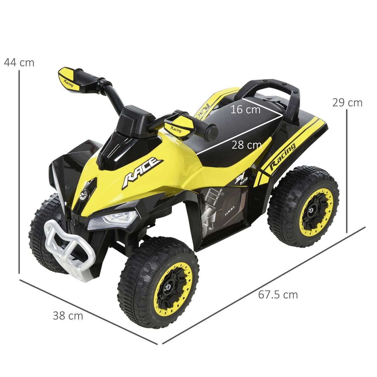 HOMCOM Kinder-Rutscherfahrzeug gelb B/H/L: ca. 38x44x67,5 cm