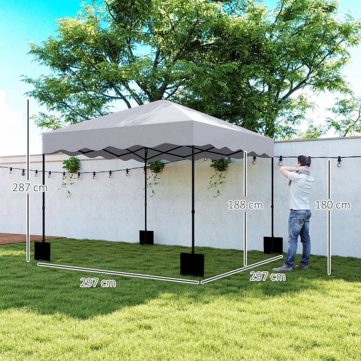 Outsunny Pavillon hellgrau Polyester B/H/L: ca. 297x287x297 cm