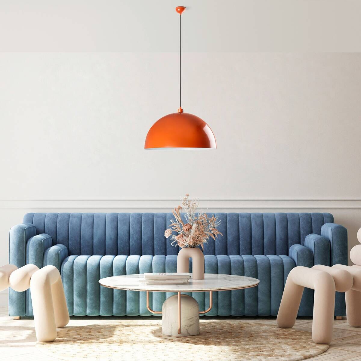 Opviq Pendelleuchte orange Metall B/H/T/L/D: ca. 60x135x60x60x60 cm E27 1 Brennstellen