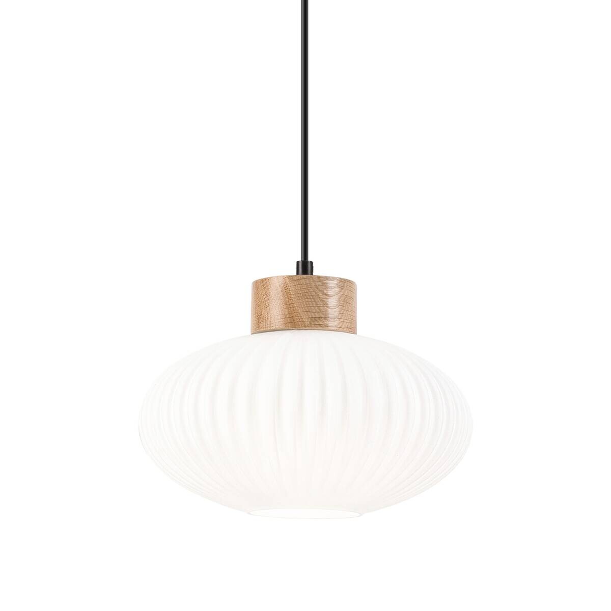 Lamkur Pendelleuchte Eiche Glas B/H/L: ca. 25x99x25 cm E27 1 Brennstellen