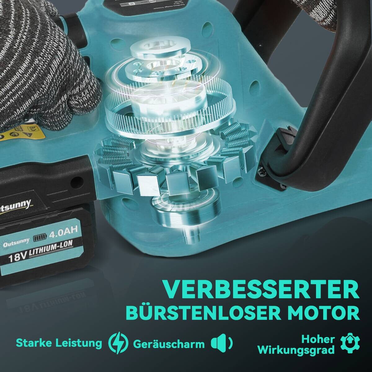 Outsunny Heckenschere blau B/H/L: ca. 17x17x86 cm