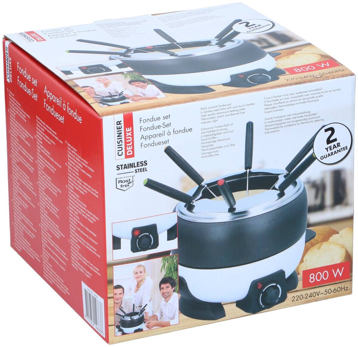 Fondue-Set weiß Alu Edelstahl