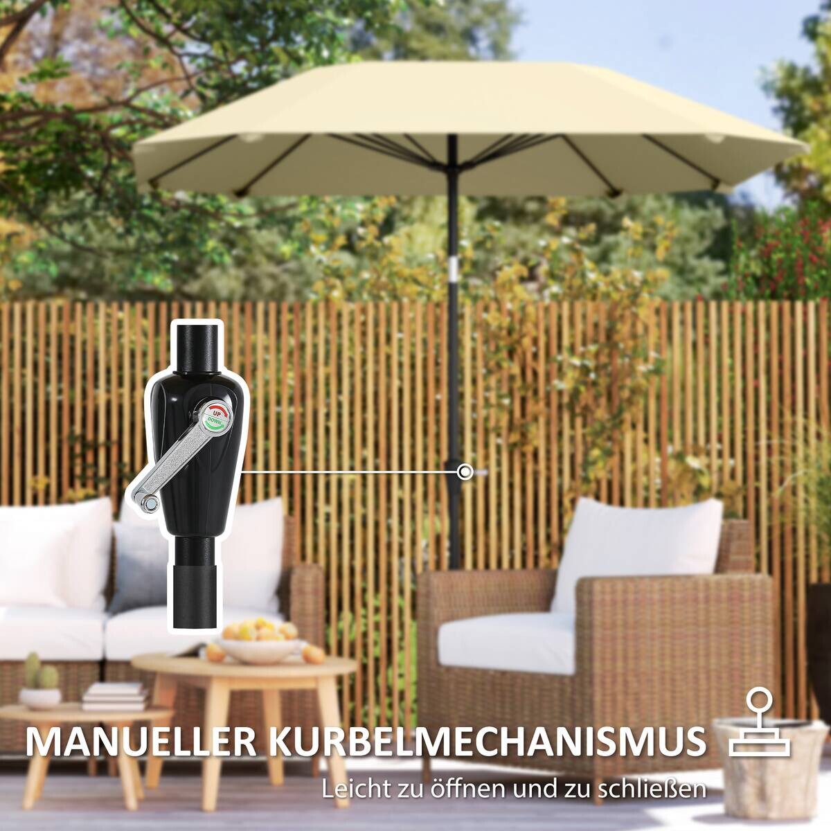 Outsunny Sonnenschirm beige Aluminium B/H/L: ca. 233x240x233 cm