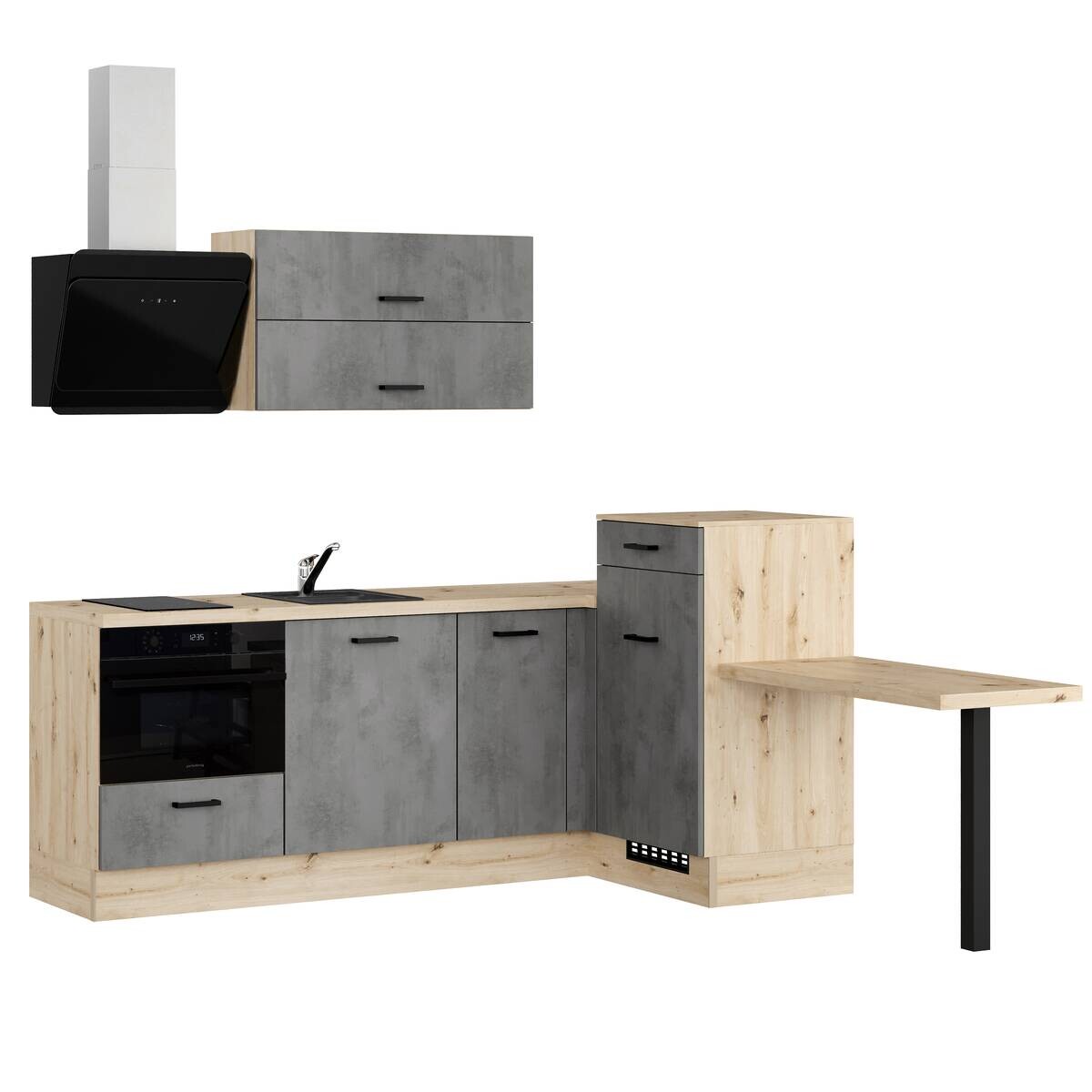 Winkelküche IKZ1350H9 Beton Optik B/L: ca. 225x241 cm