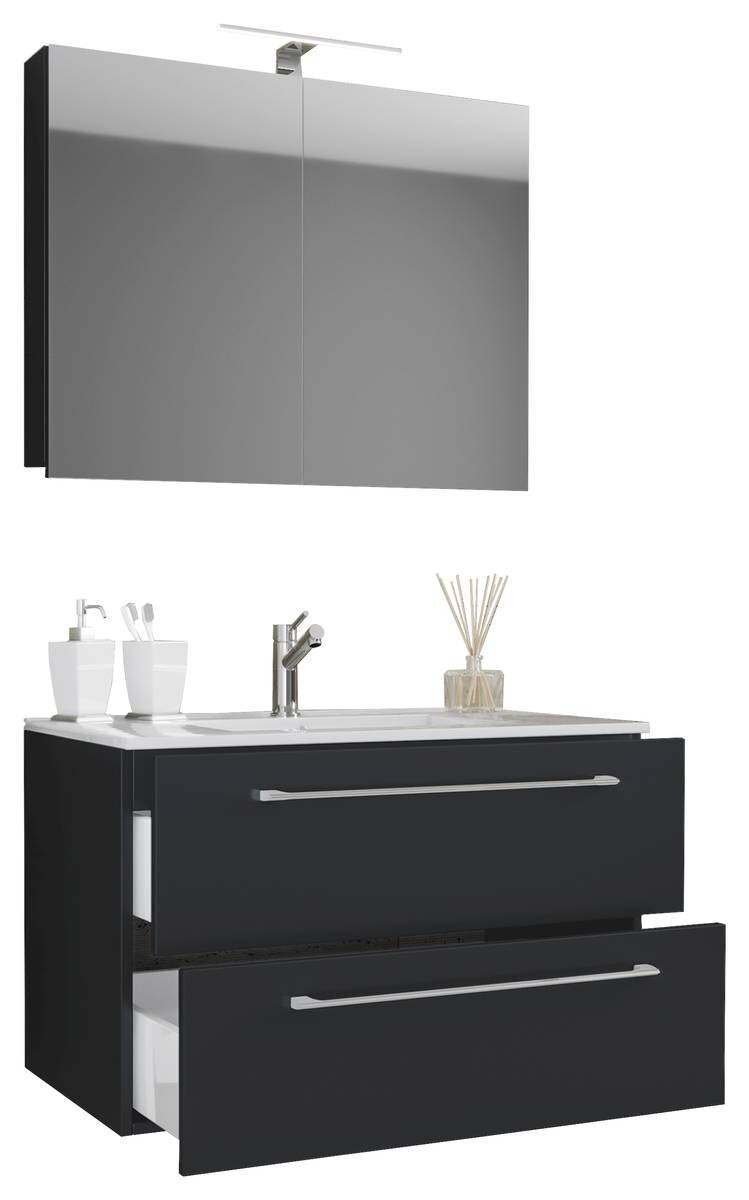 Waschplatz 3tlg-Badinos schwarz B/H/T: ca. 80x50x46 cm