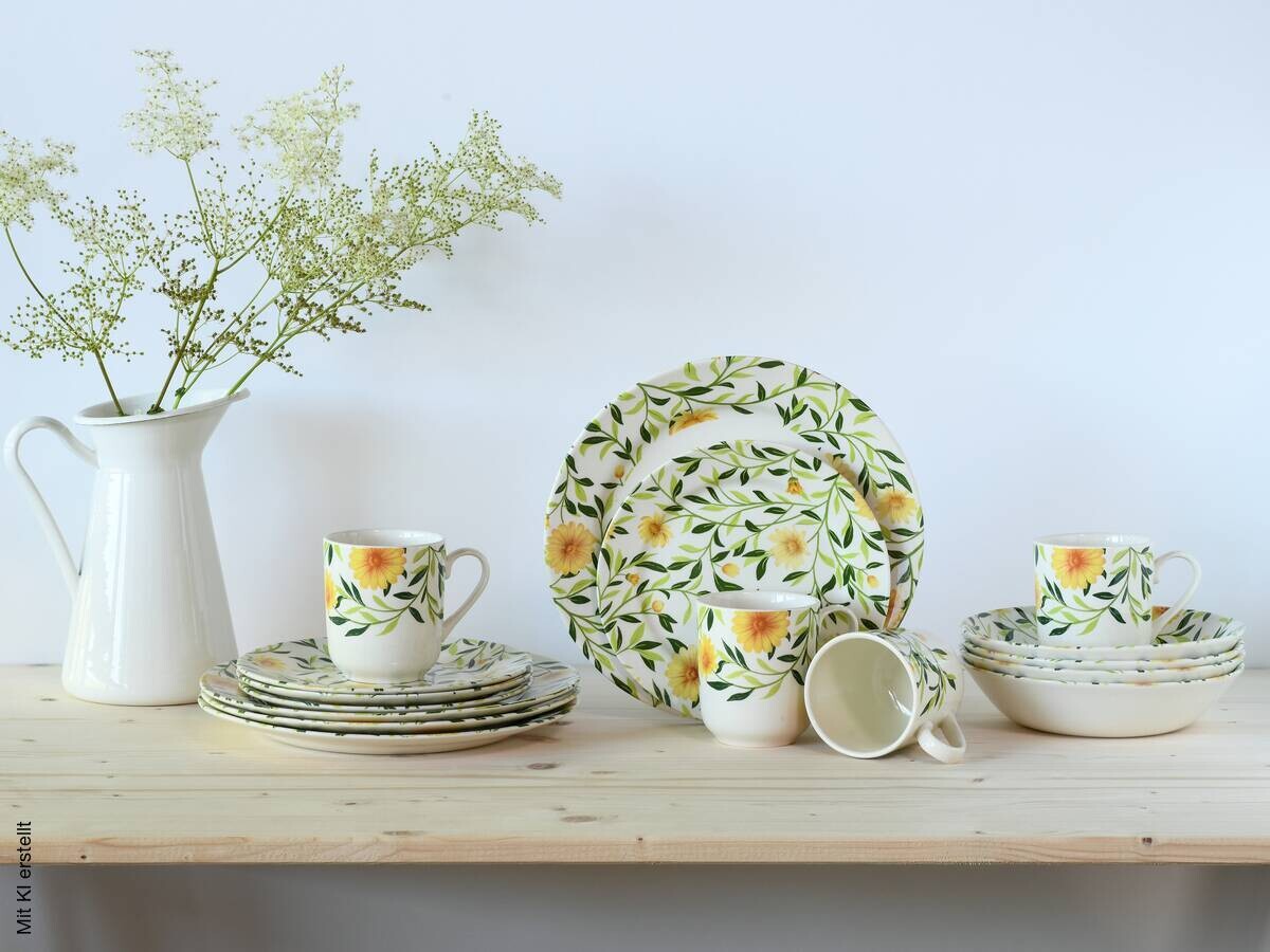 CreaTable Kombiservice Amarilla gelb Steingut 16 tlg.