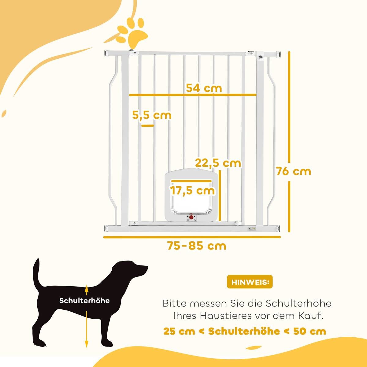 PawHut Treppenschutzgitter weiß B/H/T/L: ca. 2x76x2x85 cm