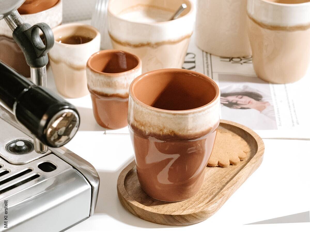 CreaTable Kaffeetassenset Squeezy Mocha braun Steinzeug 4 tlg.