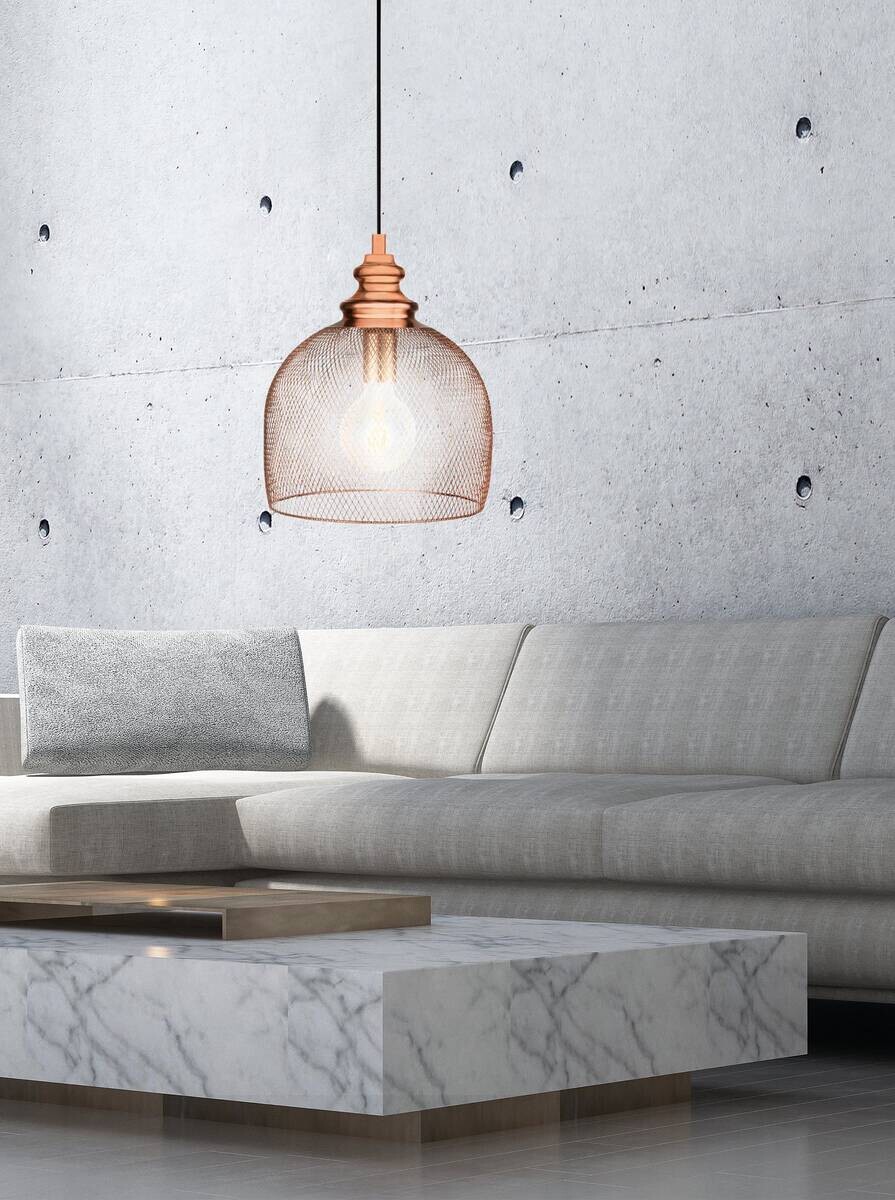 Eglo Pendelleuchte Straiton Kupfer Metall B/H/L: ca. 28x110x28 cm E27 1 Brennstellen