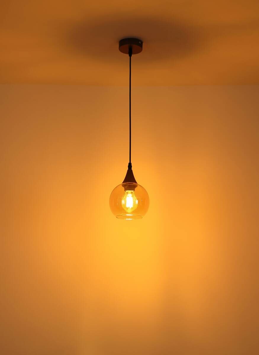 GLOBO Pendelleuchte KELIR Cappuccino Glas Metall H/D: ca. 120x15 cm E27 1 Brennstellen