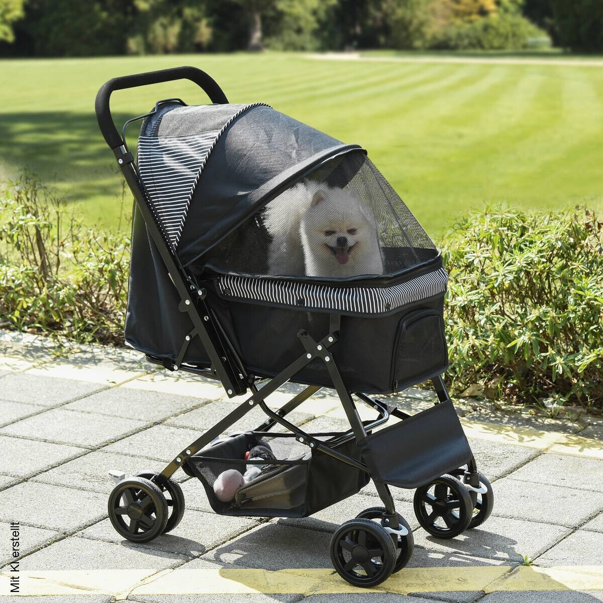 PawHut Hundebuggy schwarz Stahl B/H/L: ca. 52x95x76,5 cm