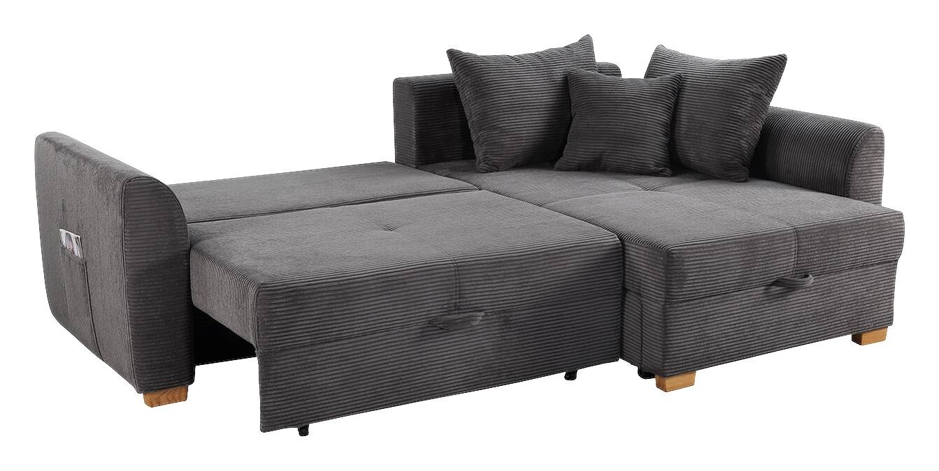Ecksofa mit Bettfunktion und Bettkasten grau B/H/T: ca. 236x81x160 cm