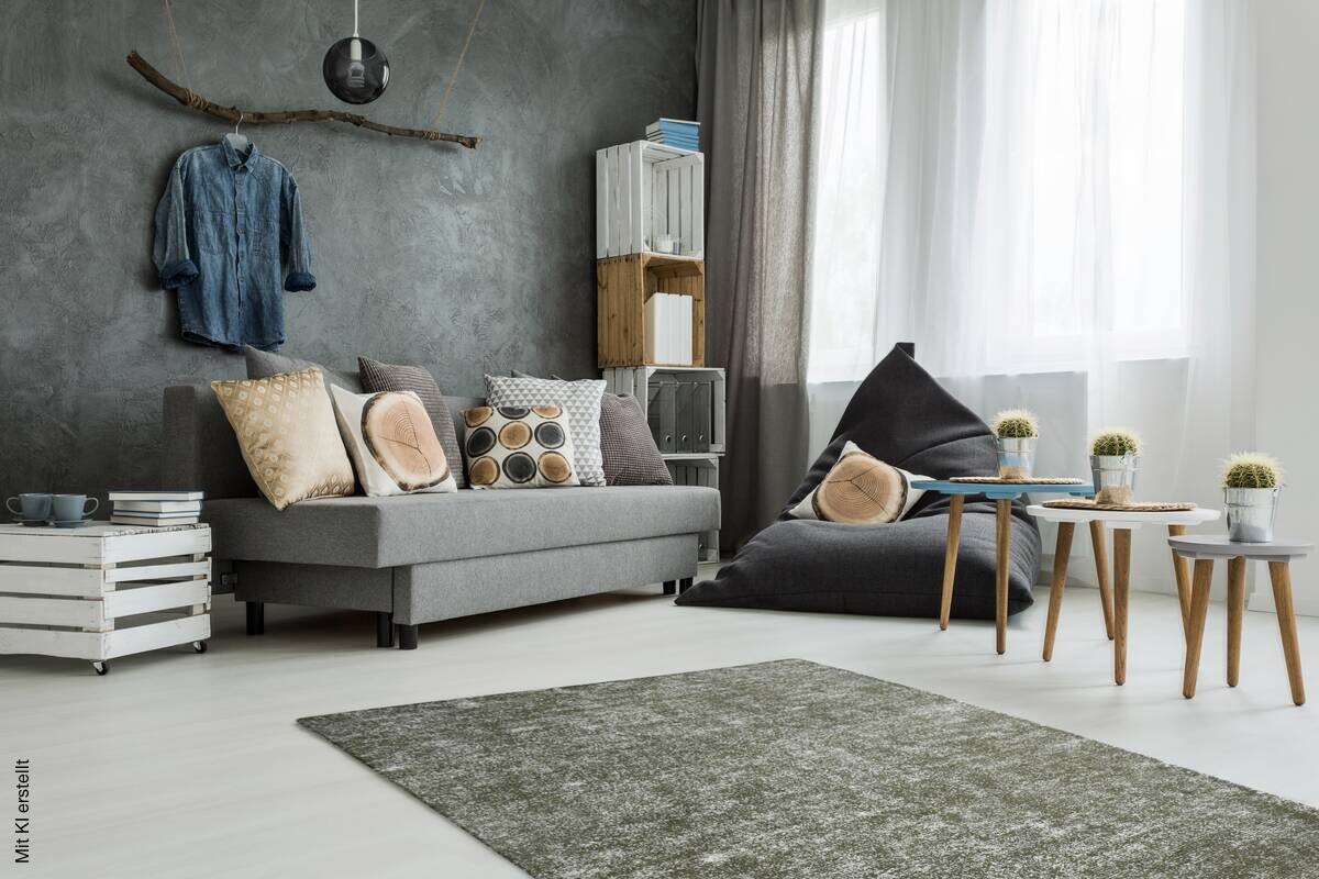 Kayoom Kurzflorteppich Etna 110 olive B/H/L: ca. 120x0,9x170 cm