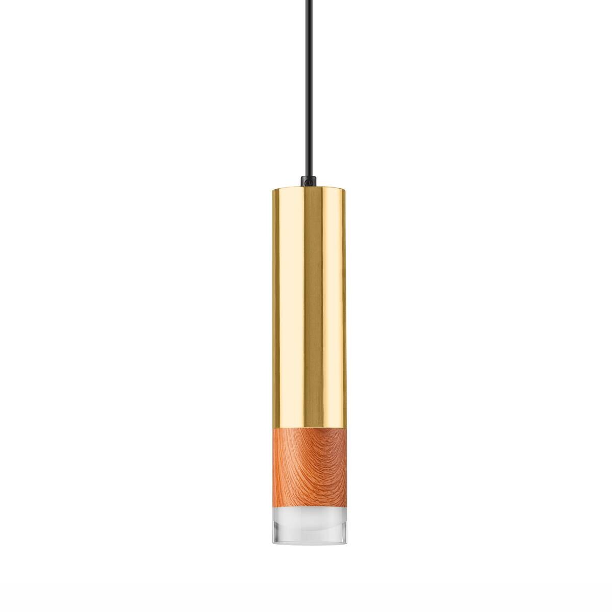Lamkur Pendelleuchte gold Stahl Glas B/H/L: ca. 8x105x8 cm GU10 1 Brennstellen