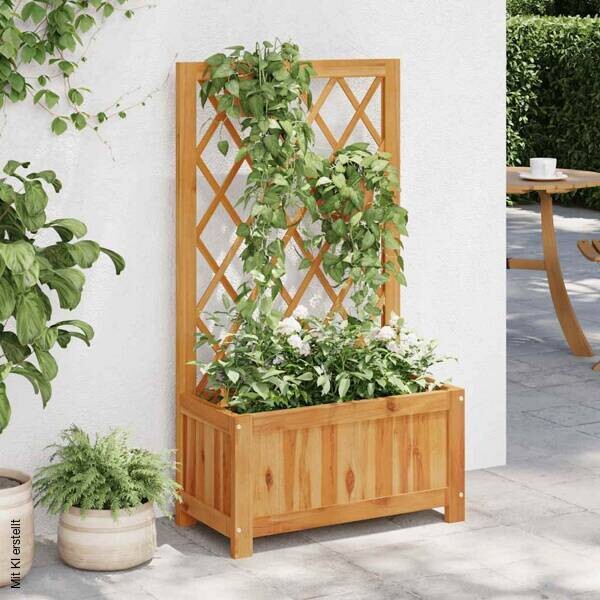 Garten-Hochbeet mit Spalier braun Akazie B/H/L: ca. 28x100x55 cm