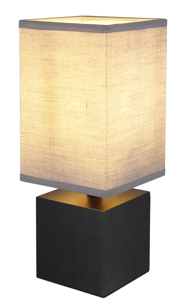 GLOBO Tischleuchte schwarz Holz B/H/T: ca. 12x30x12 cm E27 1 Brennstellen
