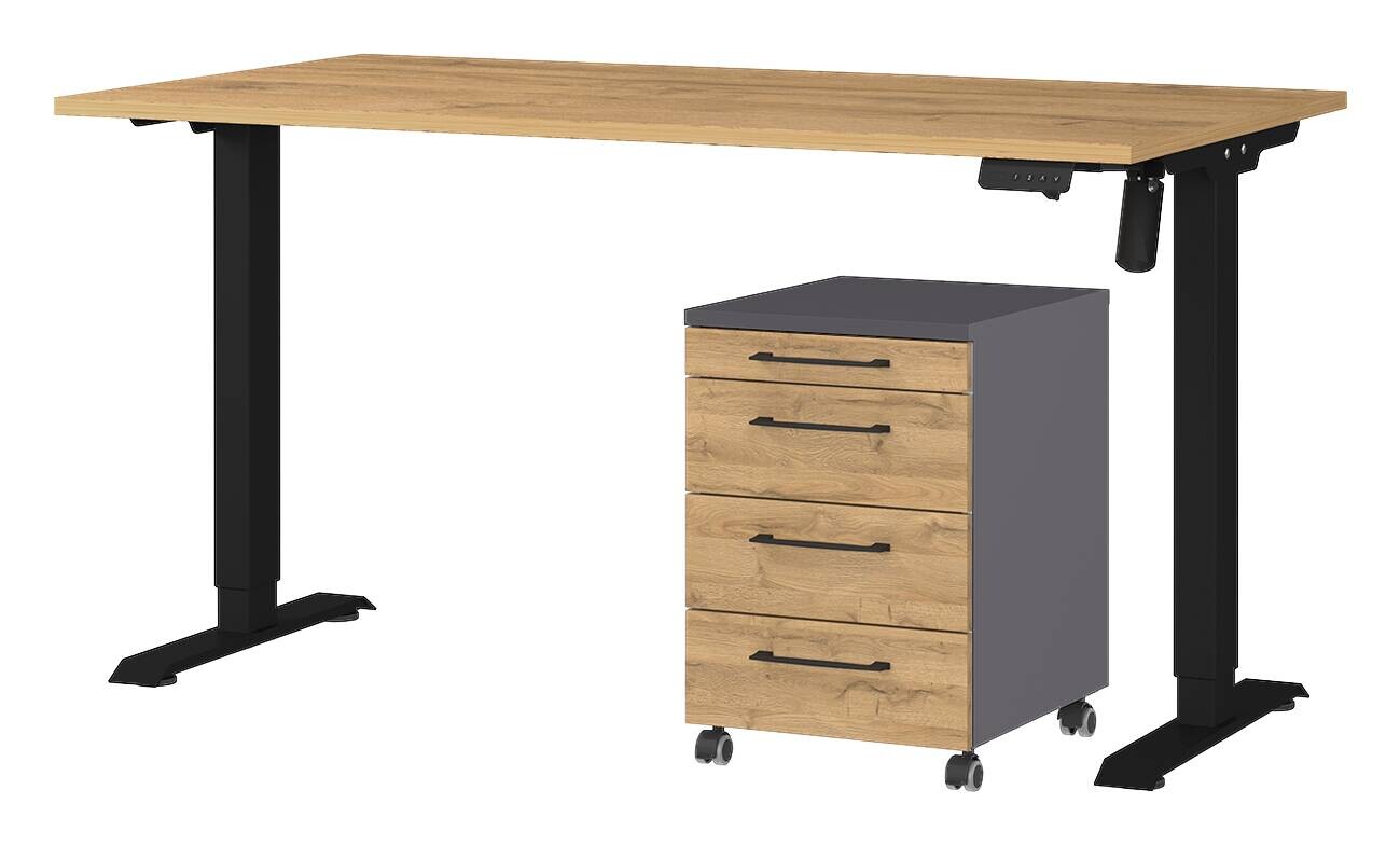 Büro-Sets 9749-582 Eiche Grand-Son Nachbildung Graphit schwarz B/H/T: ca. 197x119x80 cm
