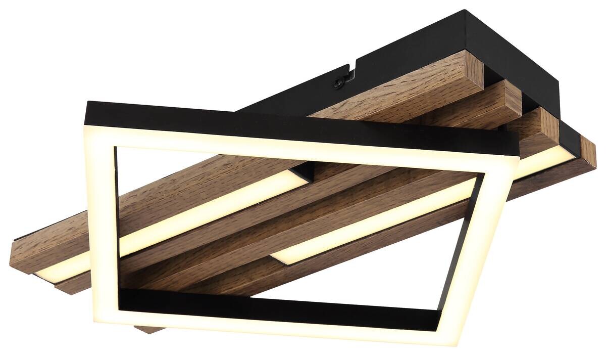 GLOBO LED-Deckenleuchte OBRIEN 67344D mattschwarz Opal Metall MDF Kunststoff B/H/L: ca. 33x7,5x31 cm 1 Brennstellen